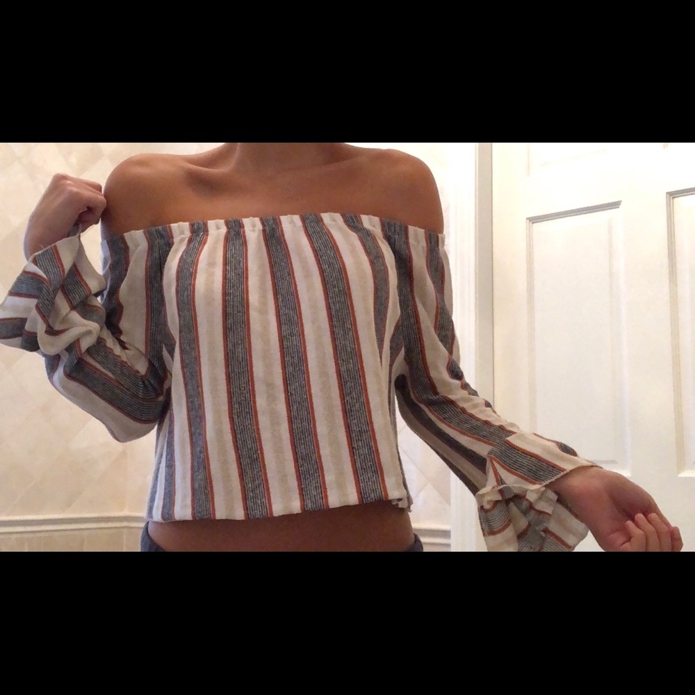 Boho Zara off the shoulder striped top size medium